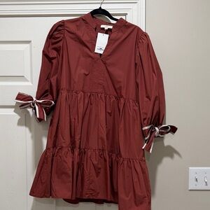Entro Burgundy Women’s Dress with Bow Details
